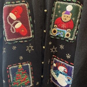 All Points By Reference Point Ugly Christmas Cardigan Sweater XL VTG mittens GUC